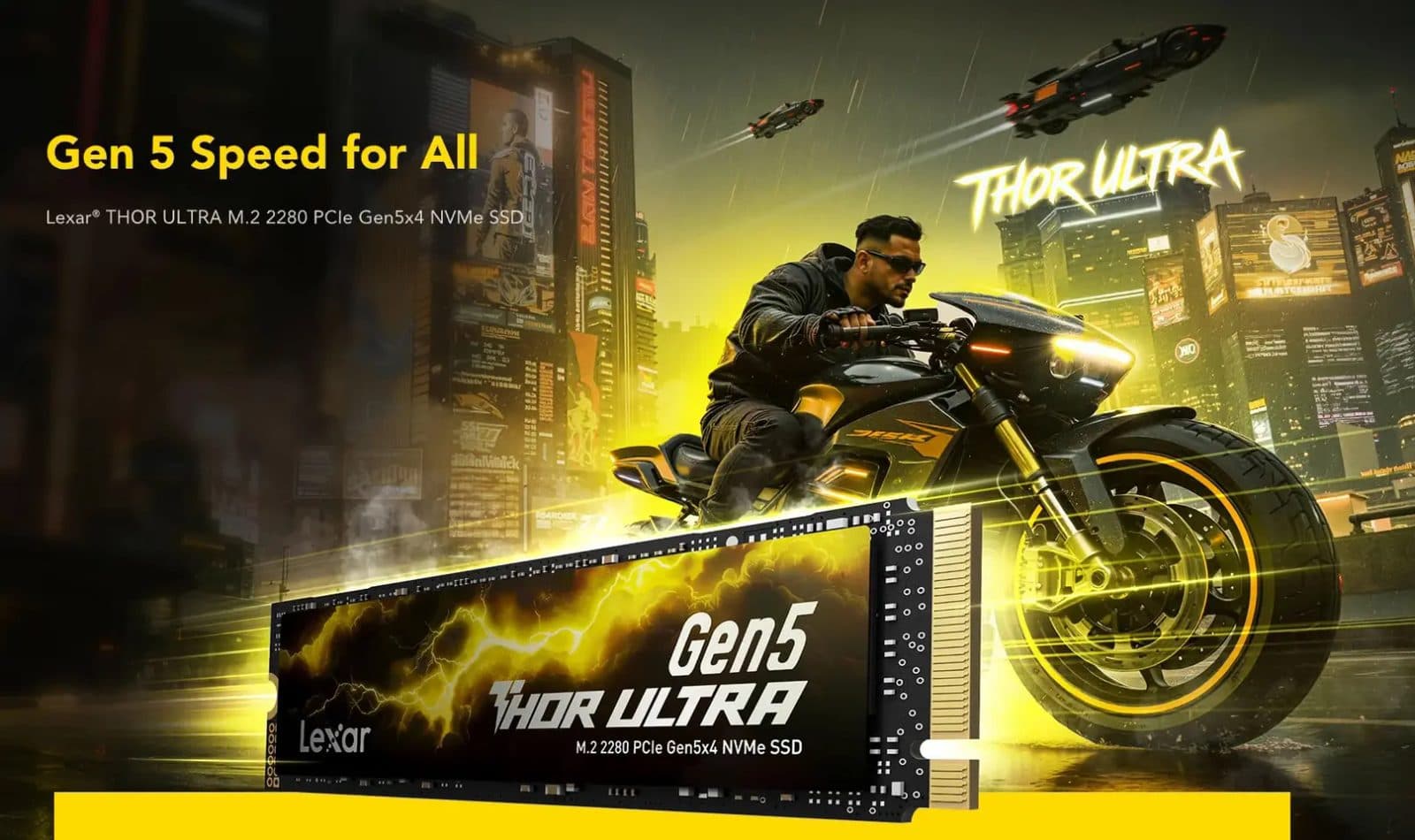 Lexar THOR Ultra PCIe 5.0: hasta 11 GB/s sin DRAM dedicada
