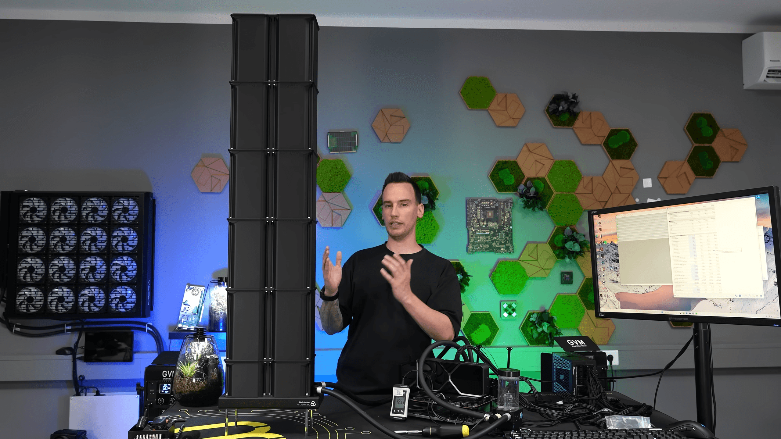Der8auer enfría un Ryzen 7 9800X3D sin ventiladores con una chimenea impresa en 3D de 110 cm