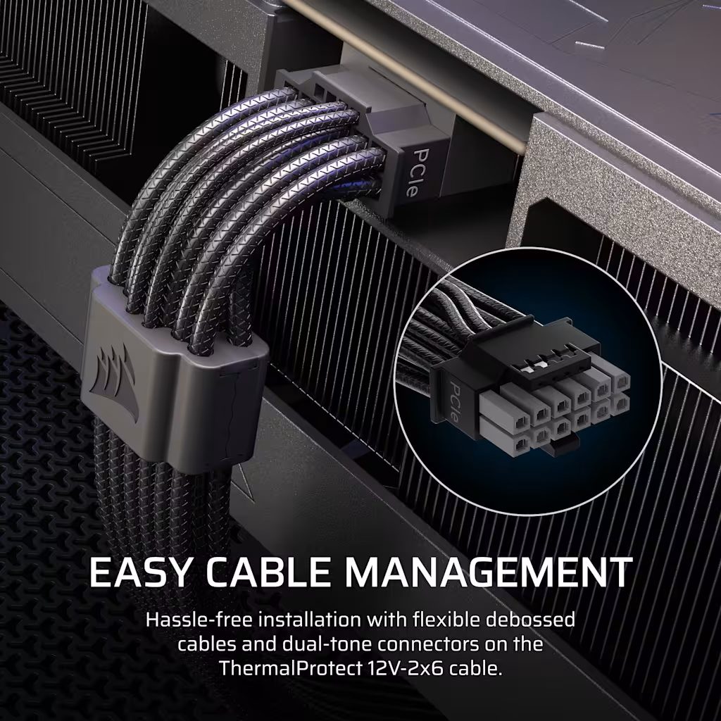 Detalle del organizador (comb) del cable ThermalProtect de Corsair