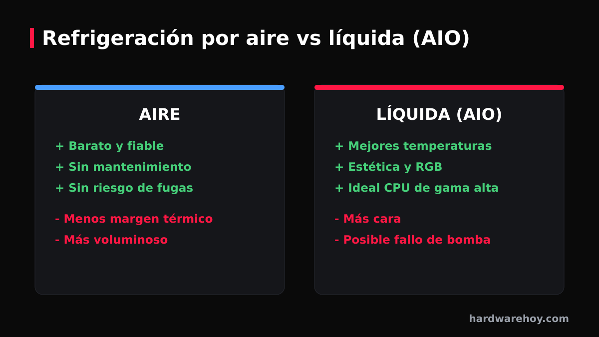 Refrigeración por aire vs líquida en 2026: cuál elegir para tu PC